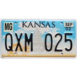 2002 Kansas License Plate #QXM025