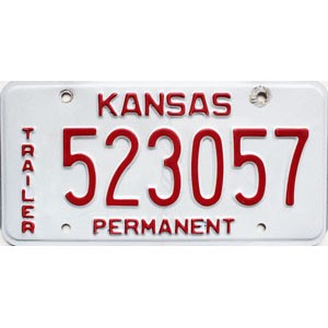2002 Kansas Permanent Trailer License Plate #523057