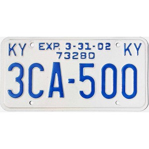 2002 Kentucky Truck License Plate #3CA500