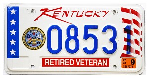 2002 Kentucky Veteran License Plate #08531