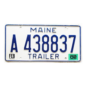 2002 Maine Trailer License Plate #A438837