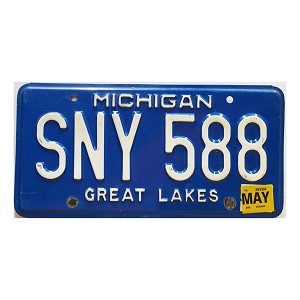2002 Michigan License Plate #SNY588