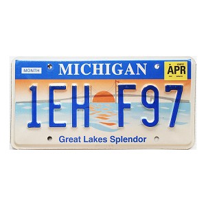 2002 Michigan Splendor License Plate #1EHF97