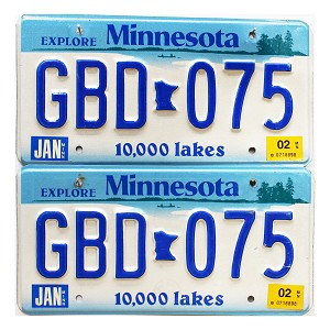 2002 Minnesota License Plates Pair #GBD075