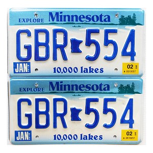 2002 Minnesota License Plates Pair #GBR554