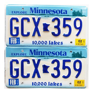 2002 Minnesota License Plates Pair #GCX359
