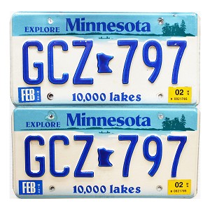 2002 Minnesota License Plates Pair #GCZ797