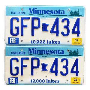 2002 Minnesota License Plates Pair #GFP434