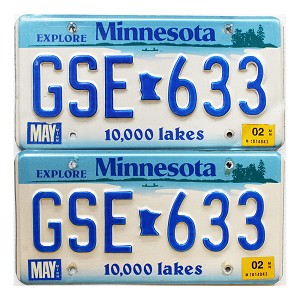 2002 Minnesota License Plates Pair #GSE633