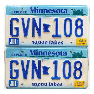 2002 Minnesota License Plates Pair #GVN108
