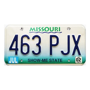 2002 Missouri License Plate #463PJX