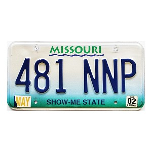2002 Missouri License Plate #481NNP