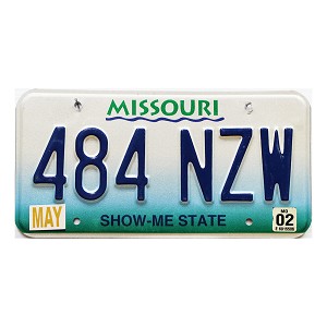 2002 Missouri License Plate #484NZW