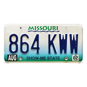 2002 Missouri License Plate #864KWW