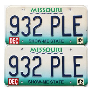 2002 Missouri License Plates Pair #932PLE
