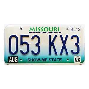 2002 Missouri Truck License Plate #053KX3