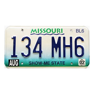 2002 Missouri Truck License Plate #134MH6