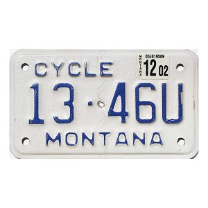 2002 Montana Motorcycle License Plate #1346U