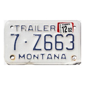 2002 Montana Trailer License Plate #7Z663