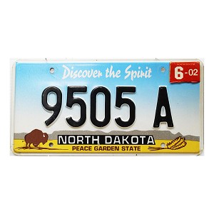 2002 North Dakota License Plate #9505A