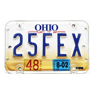 2002 Ohio Motorcycle License Plate #25FEX