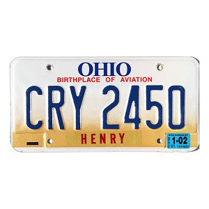 2002 Ohio License Plate #CRY2450