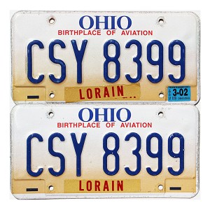 2002 Ohio License Plates Pair #CSY8399