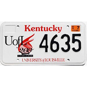 2002 University Of Louisville License Plate #4635