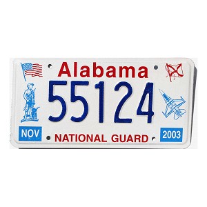 2003 Alabama National Guard License Plate #55124