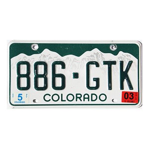 2003 Colorado License Plate #886GTK