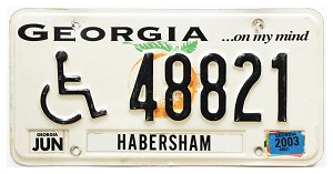 2003 Georgia Disabled License Plate #48821