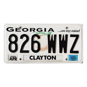 2003 Georgia License Plate #826WWZ