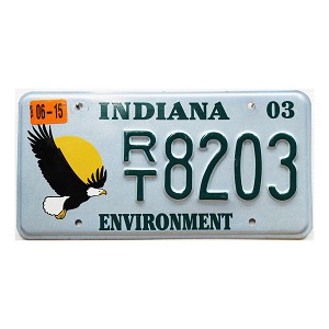 2003 Indiana Environment License Plate #RT8203