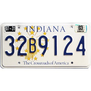 2003 Indiana License Plate #32B9124