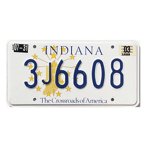 2003 Indiana License Plate #3J6608