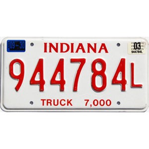 2003 Indiana Truck License Plate #944784L