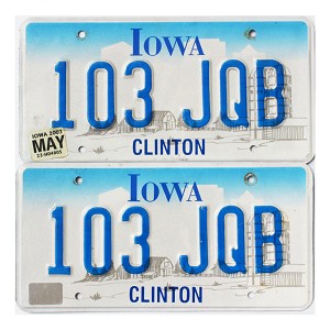 2003 Iowa License Plates Pair #103JQB