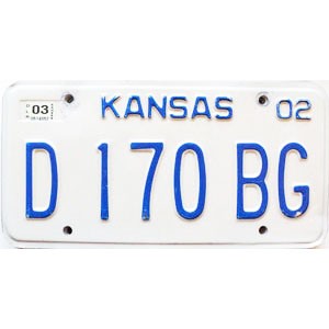 2003 Kansas Dealer License Plate #D170BG