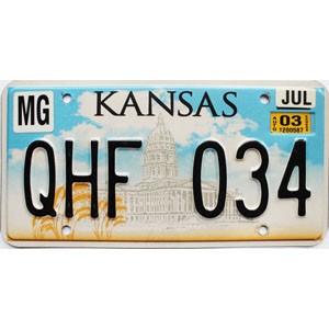 2003 Kansas License Plate #QHF034