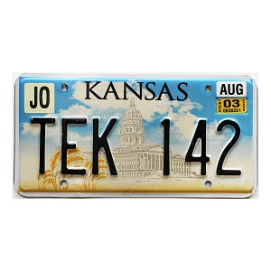 2003 Kansas License Plate #TEK142