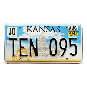 2003 Kansas License Plate #TEN095