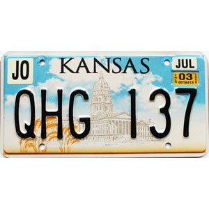 2003 Kansas Trailer License Plate #QHG137