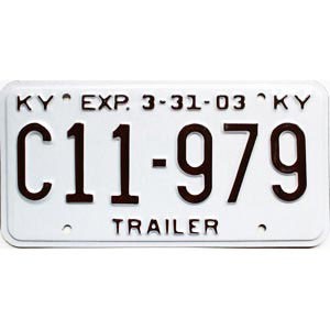 2003 Kentucky Trailer License Plate #C11979