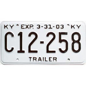 2003 Kentucky Trailer License Plate #C12258
