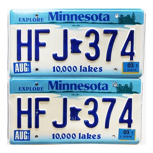 2003 Minnesota License Plates Pair #HFJ374