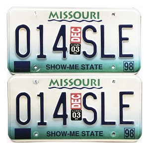 2003 Missouri License Plates Pair #014SLE