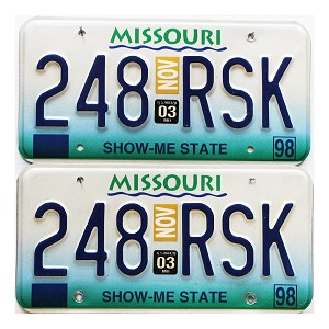 2003 Missouri License Plates Pair #248RSK