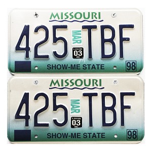 2003 Missouri License Plates Pair #425TBF