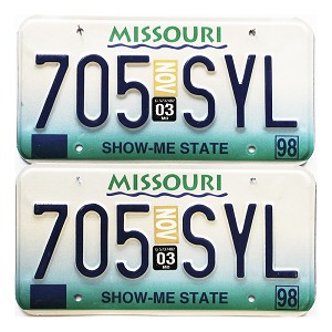 2003 Missouri License Plates Pair #705SYL
