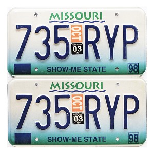 2003 Missouri License Plates Pair #735RYP